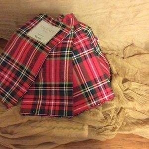 Four red plaid napkins